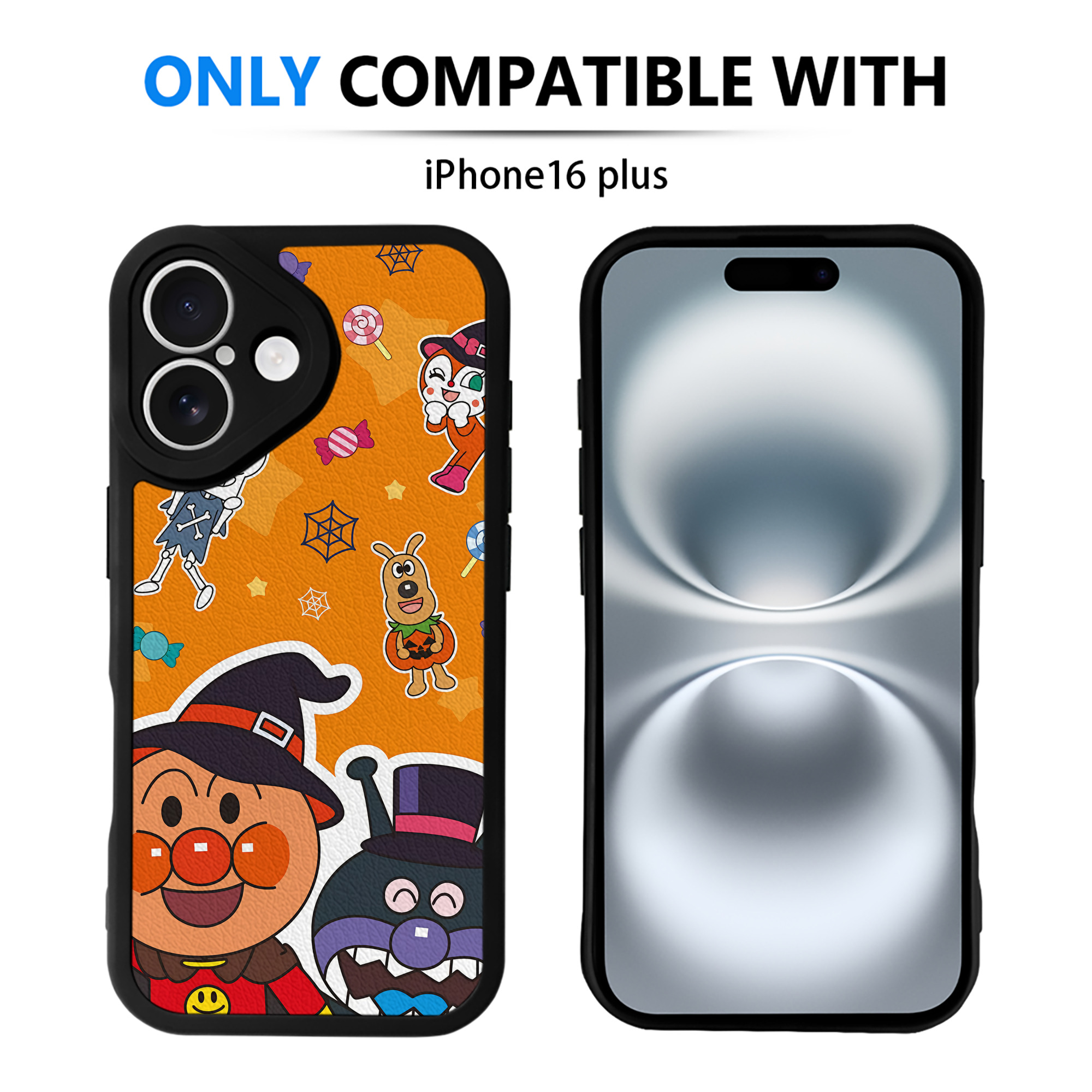 （画像用） アンパンマン Anpanman 【iPhone 16シリーズ対応】シリコンスマホケース（レザー調） 材質：シリコン